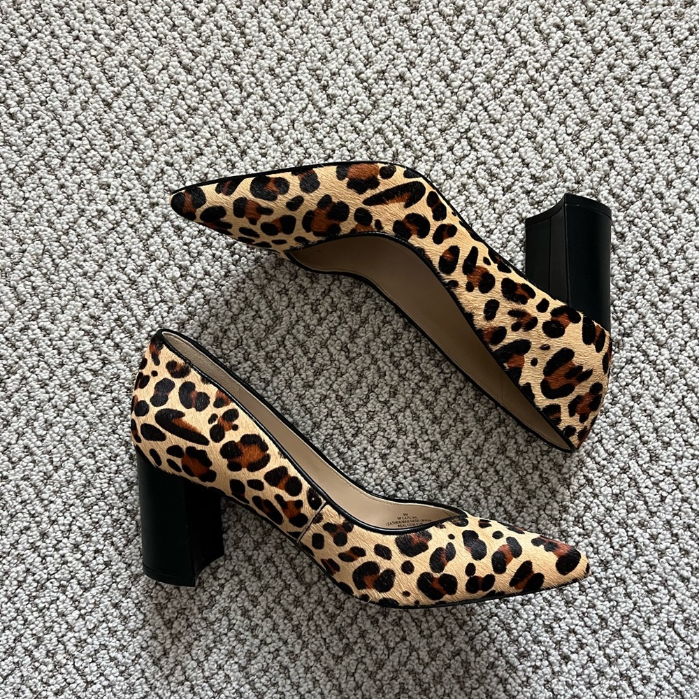 Leopard Block Heel Pumps